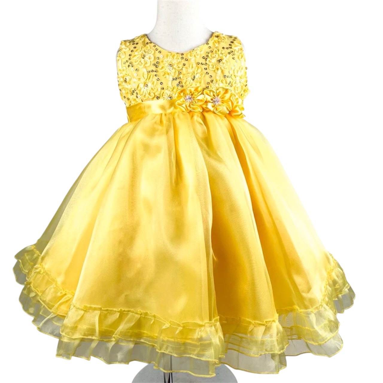 3連フラワーイエロードレス