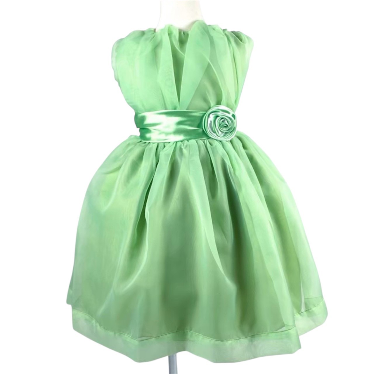 グリーンウエストコサージュドレス