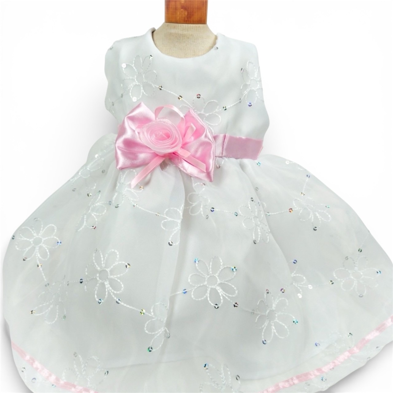 スパンコールフラワー刺繍ドレス