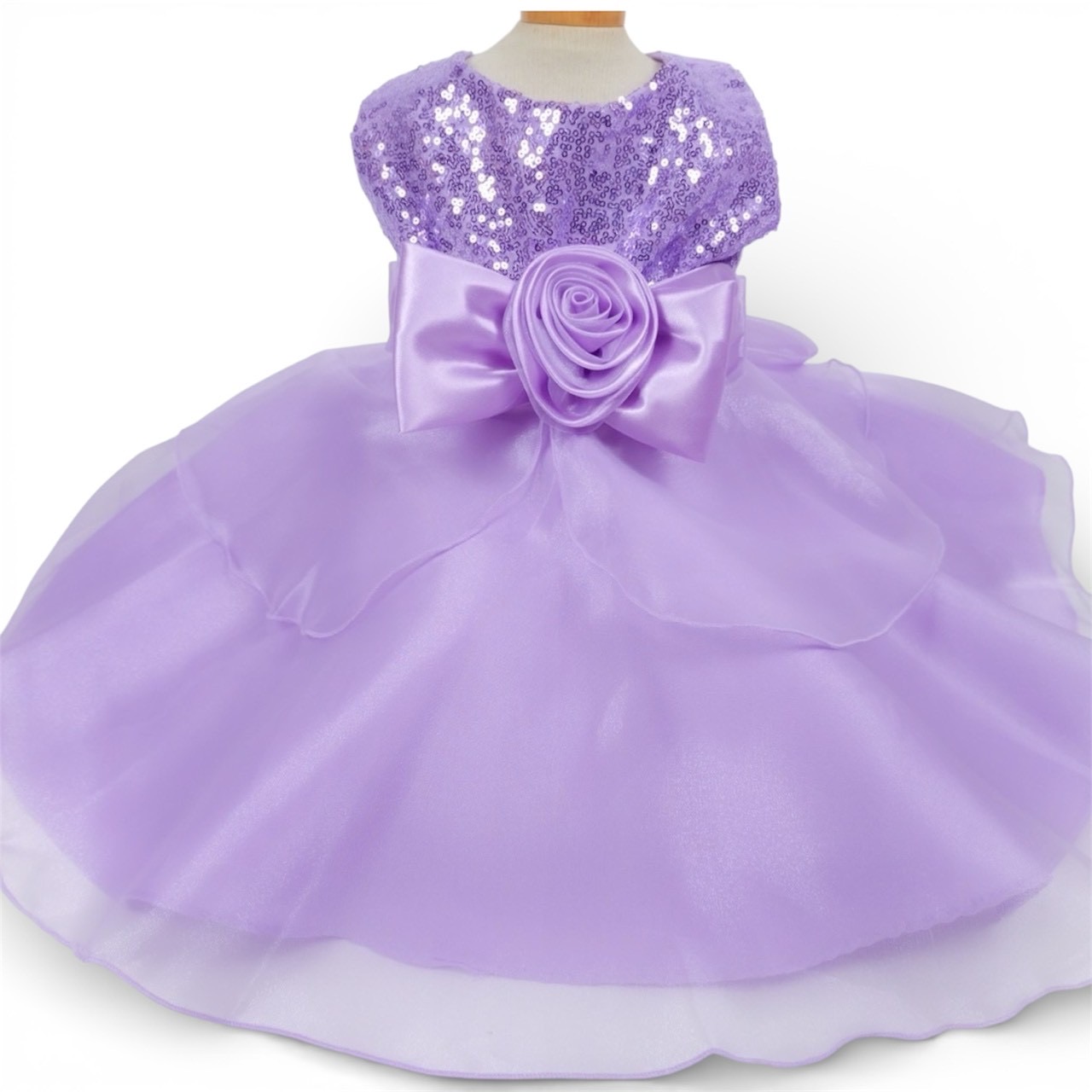 フラワーコサージュスパンコールドレスパープル